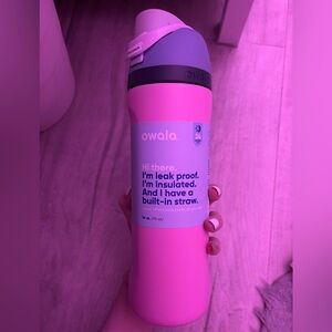Brand new OWALA Pink Insulated Water Bottle with Built-in Straw